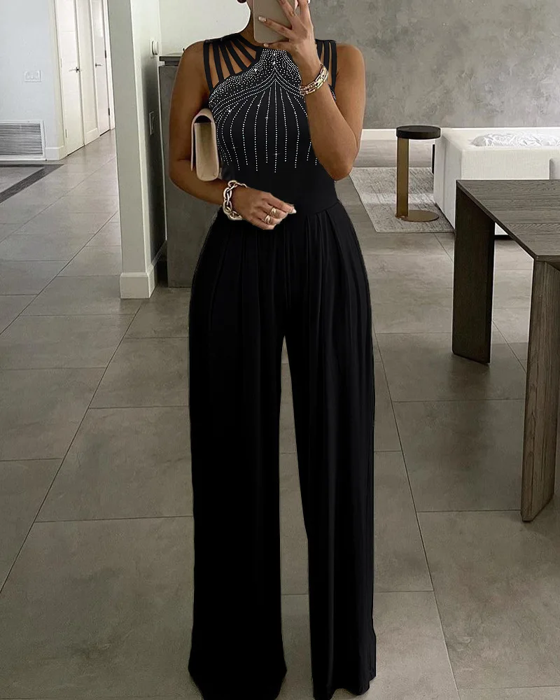 2023 Spring and Summer New Women's Jumpsuit Casual Fashion Sleeveless Slim Waist Solid Color Jumpsuit Women