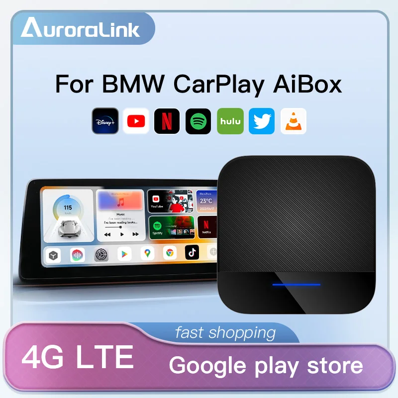 Bmw Draadloze Apple Carplay Ai Box Octa Core Processor 4Gb 64Gb Youtube Netflix Gps Met Sim Tf