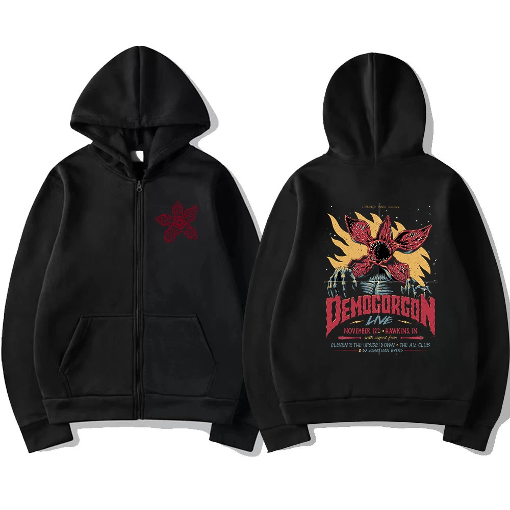 

Eddie Munson The Demogorgon Zipper Hoodie Men Women Cannibal Flower Monster Print Cardigan Hooded Sweatshirt Harajuku Streetwear