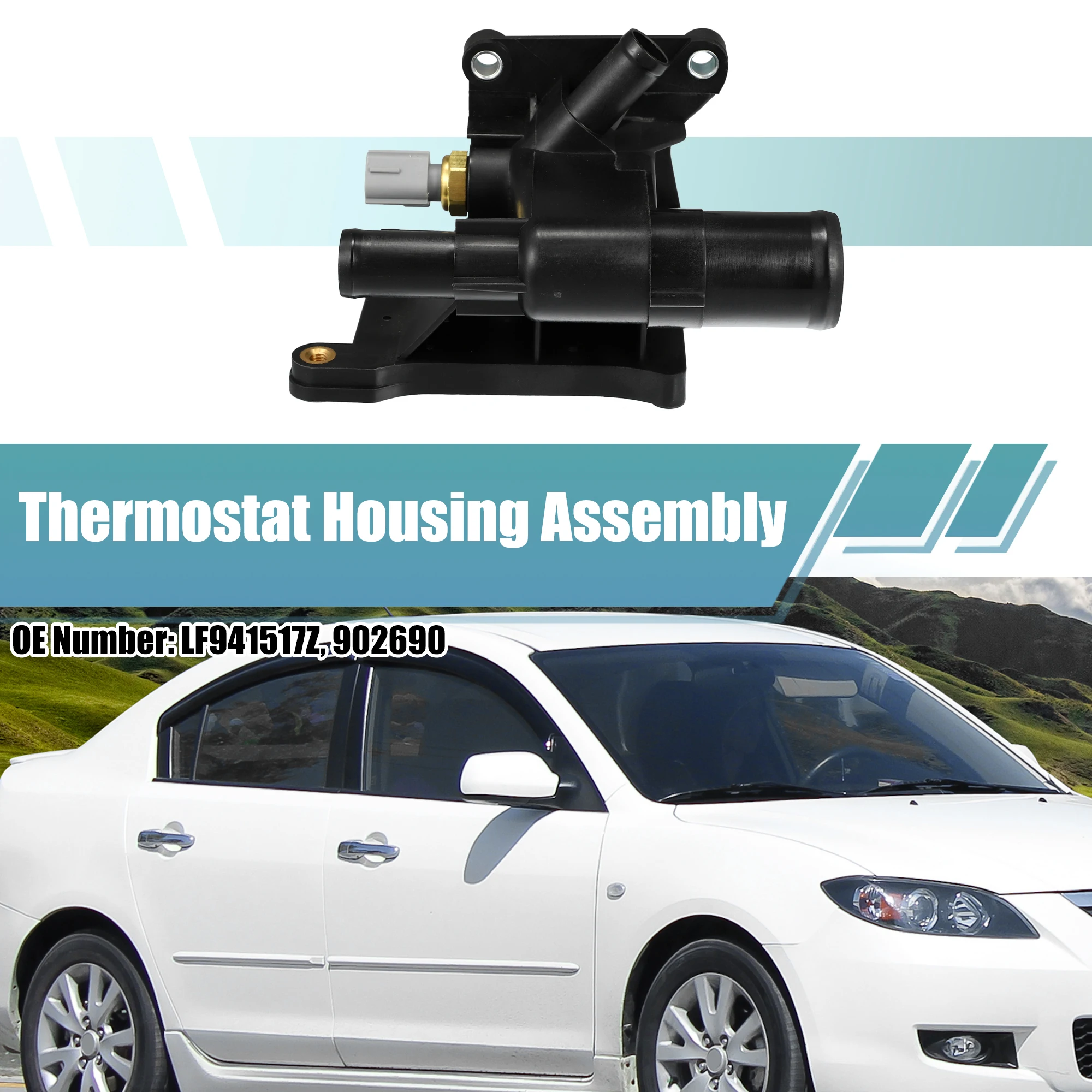 X Autohaux Auto Engine Cooler Termostato Alloggiamento Gruppo Lf941517Z Per Mazda Cx-7 3 5 6 2006-2013 Accessori Termostato Auto