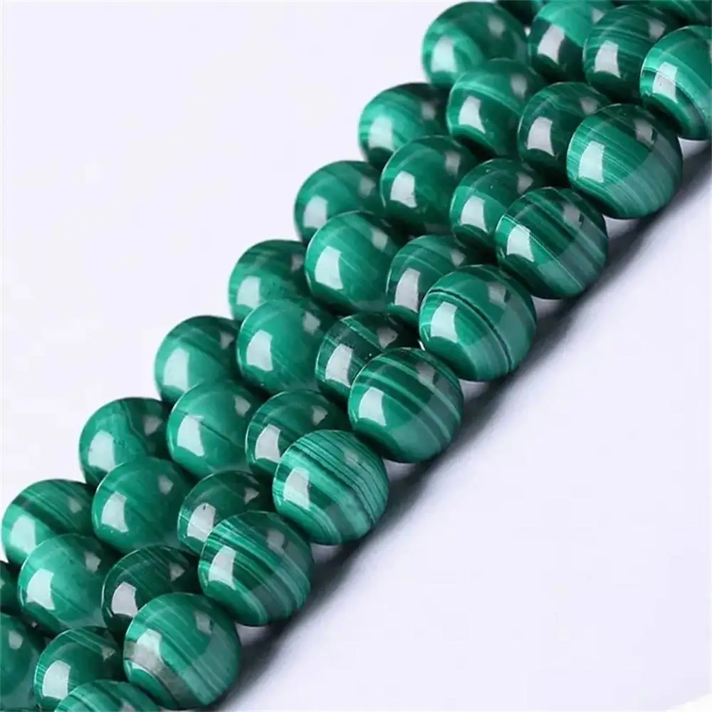 Natural Green Malachite Smooth Round Beads Stone 6 8 10mm Green Smooth Charm Beads Gem Stone For DIY Bracelet Jewelry Making