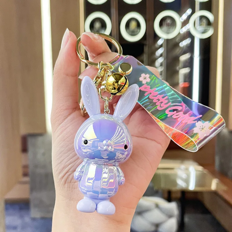 Creative Acrylic Rabbit Key Ring Cute Color Gradient Long Ears