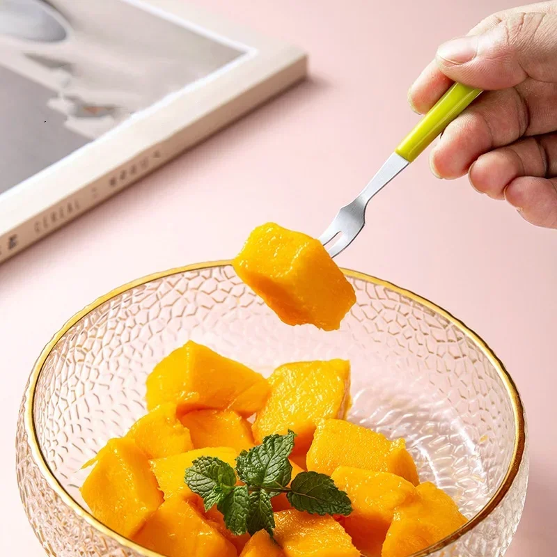6Pcs Fruit Forks Mini Food Pick Children Kids Lunch Box Cocktail Stainless Steel Cake Dessert Sushi Snack Sticks Picker