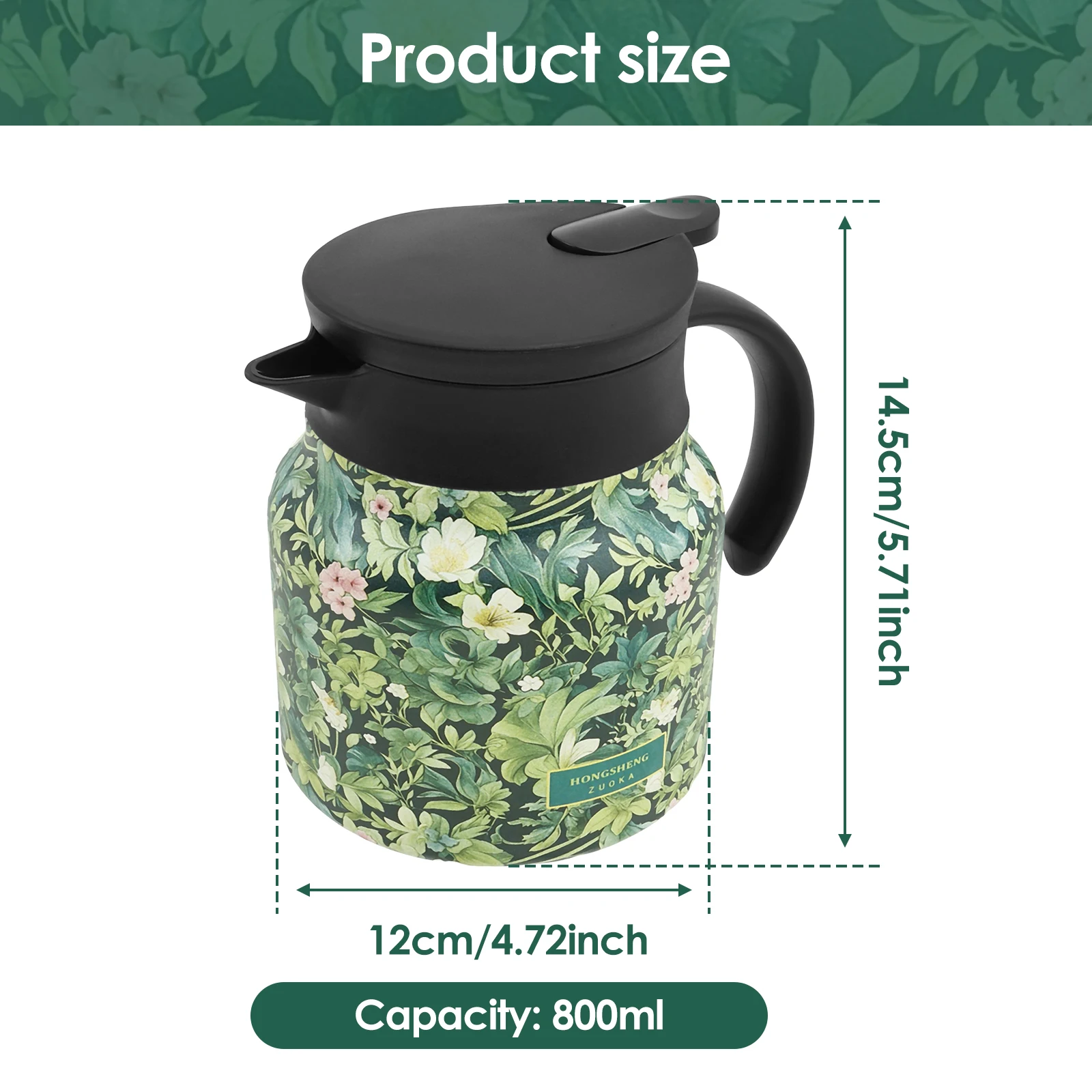 קומקום תה פלורל וינטאג' מפלדת אל-חלד עמיד בפני טפיחות עם מסננת תה קומקום תה מיני תרמו קפה ביתי כלי תה