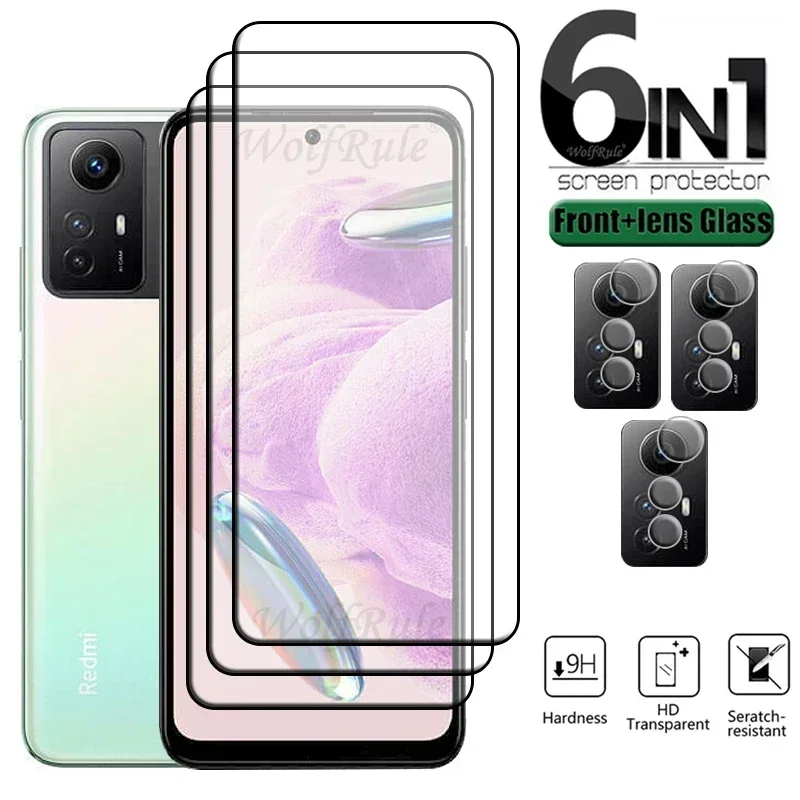 

6 в 1 для Redmi Note 12S стекло Redmi Note 12S полное покрытие клей HD 9H защита экрана телефона для Xiaomi Redmi Note 12S стекло объектива