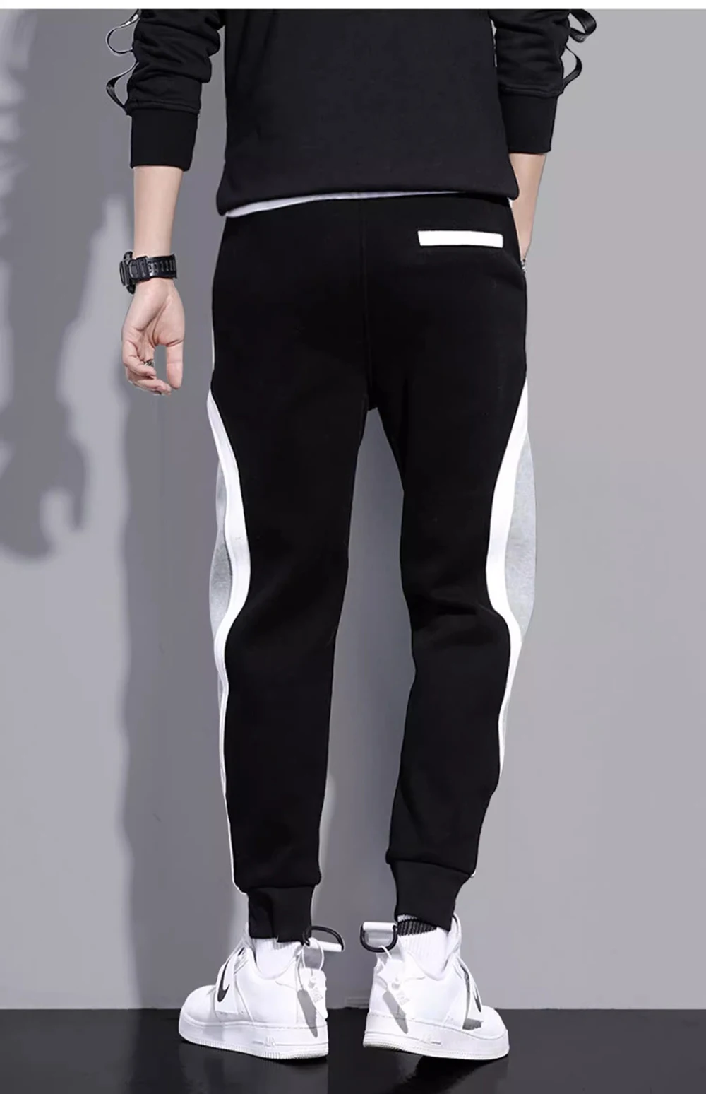 2024 Splicing Men's Pants Spring Autumn Wide Loose Casual Pants Patchwork Sports Elastic Rope Fashion Tie-foot Male Trousers