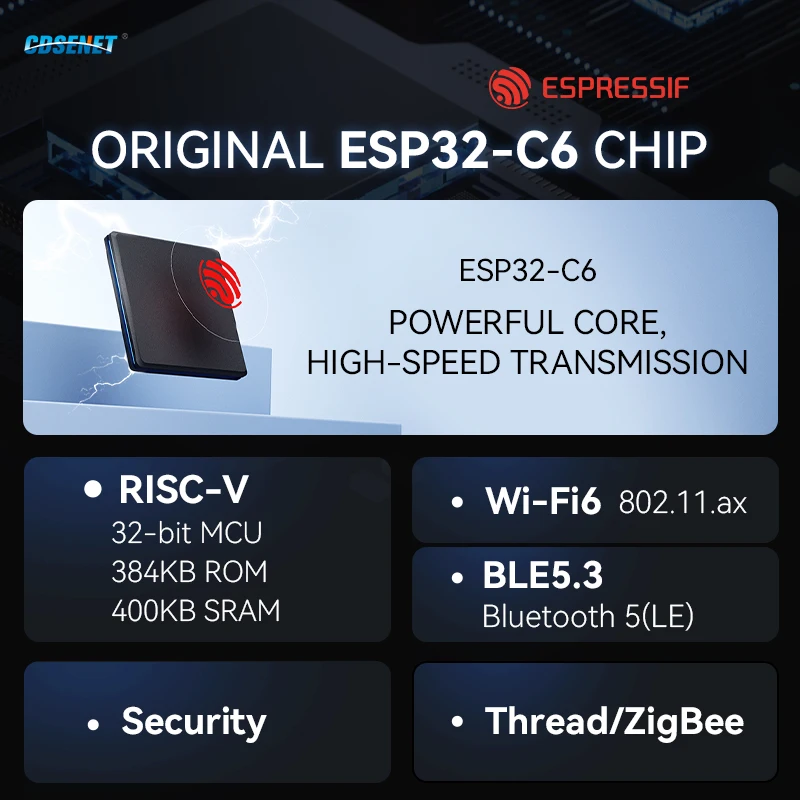 블루투스 와이파이 IOT SoC 모듈, CDSENET ESP32-C6-MINI-1, 20dbm, 200m, WIFI6 BLE5.3 ESP32-C6, MQTT IPV6, 4M 플래시 AT 커맨드 PCB, 2.4