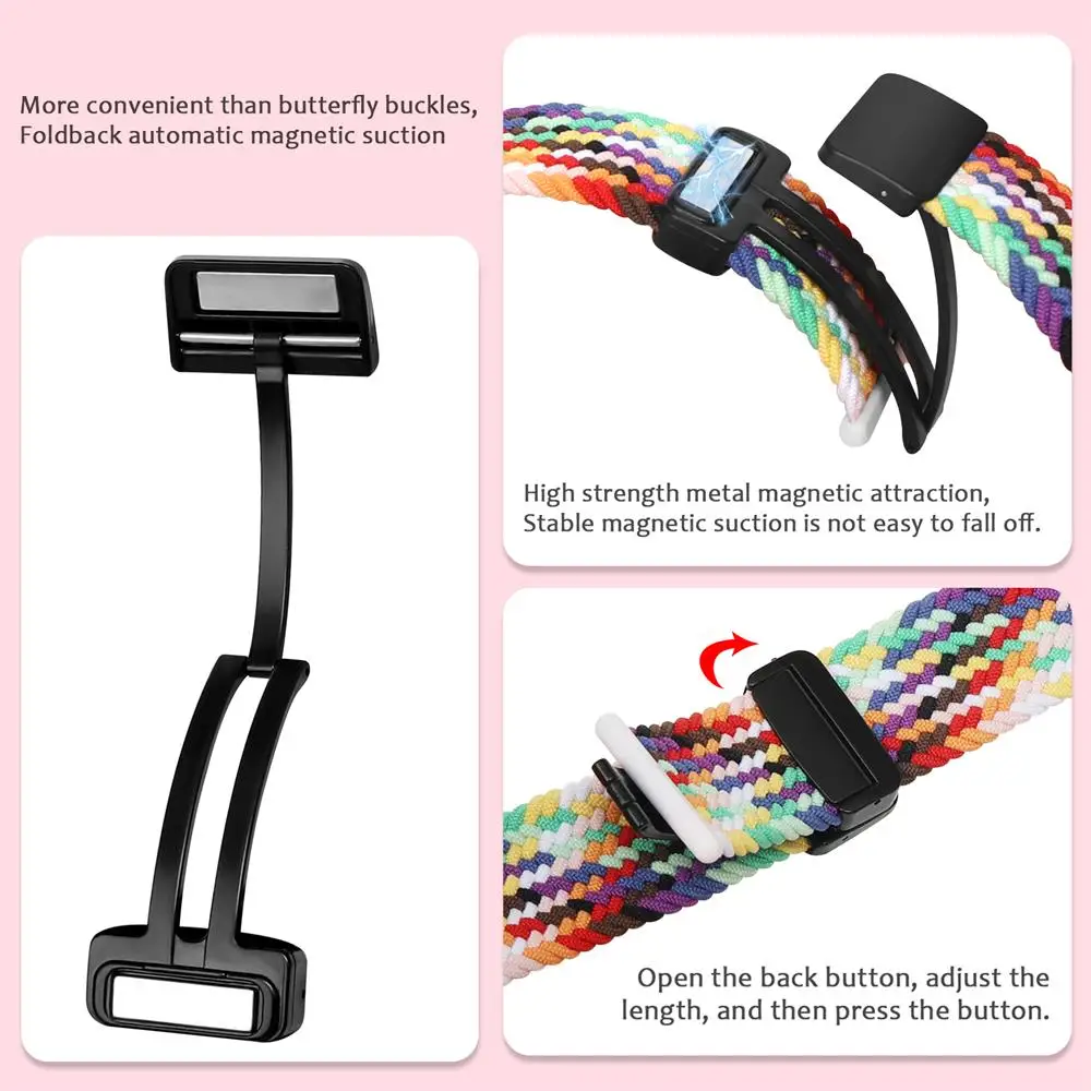 Magnetic Braided Bracelet Watch Strap, 20mm/22mm, Universal Compatibility