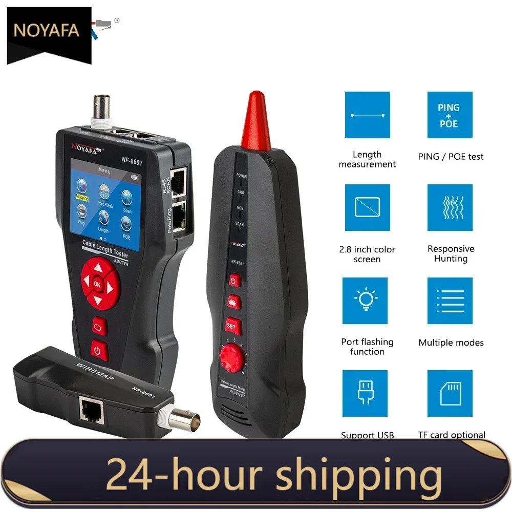 Noyafa NF-8601 NF-8601s NF-8601w Design POE PING LCD Cable Length Test For RJ11 RJ45 BNC Network Cat 7 Cable Tester Wire Check