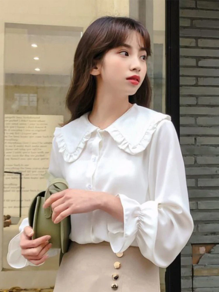 

Shirts Women Solid Simple New Arrival Spring Korean Style Chic Trendy Casual Blouses Elegant Vintage Womens Streetwear All-matc