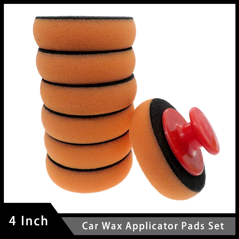 4 Inch Car Wax Applicator Pads Set With Red Handle Soft Sponge