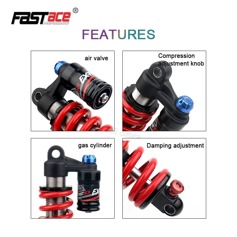 Fastace Mountain Downhill Bicycle Shock Absorber 190/200/210/220/240mm rear suspension Applicable to: MTB electric bikes, etc.