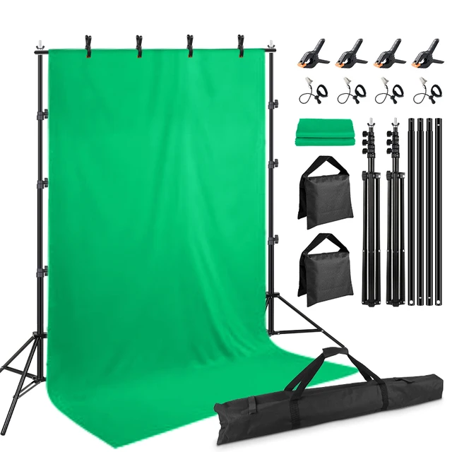 Kit de soporte de fondo de foto con bolsa de transporte, fondo de pantalla  verde, croma