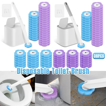 Nuovo kit di pulizia testina di ricambio usa e getta per scopino con manico allungato Kit tampone detergente per WC con apertura automatica del coperchio 1
