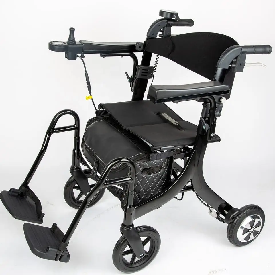 Lightweight Folding Electric Rollator Walker Mobility Scooter Aids Wheelchair for Seniors Adults with Seat Foot Rest Product