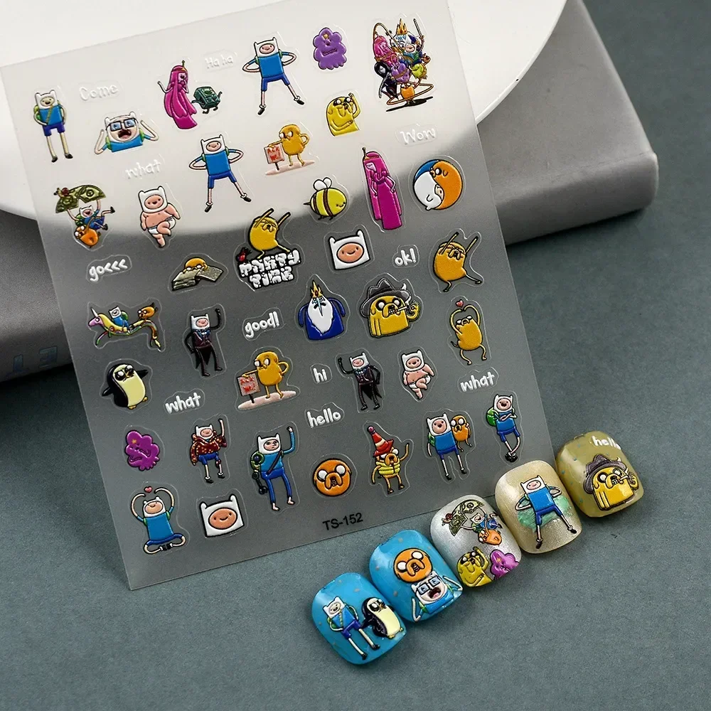 

Adventure Time with Finn and Jake Funny Cartoon Nail Stickers Waterproof Cute Nail Accessories Kawaii Self Adhesive Nail Art