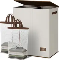 Luxury Double Laundry Hamper with Lid and Removable Laundry Bags, Large Hamper for Laundry, Laundry Basket 2 Sections 1