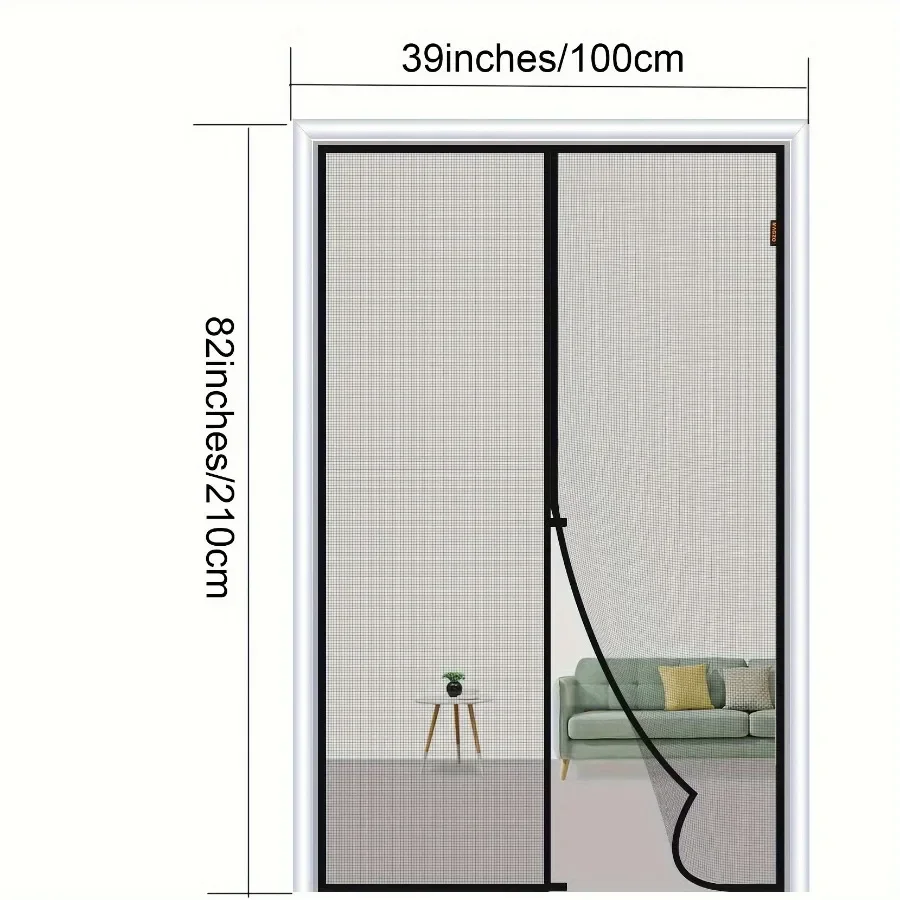 Magnetic door curtain self sealing hands-free mesh partition preventing insects from entering pet and child friendly
