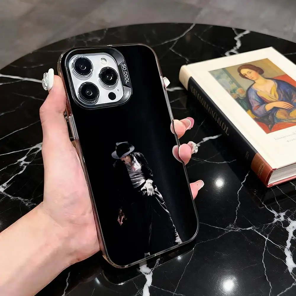 Silver Plated Michael Jackson Themed Phone Case with Colorful Design