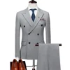 Men's Double Breasted Suits 2024 Terno Masculino Men's Peak Lapel 2 Slits Formal Suits Slim Fit Business Set (Jacket +Pants ) 1