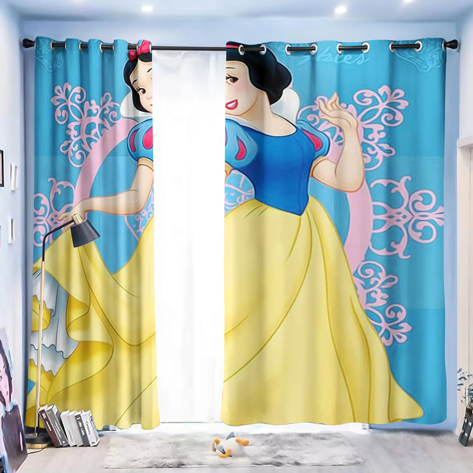 Curtain Princess Cartoon 3D Print Bedroom Living Room Window Blackout Partition Style Home Decoration 4