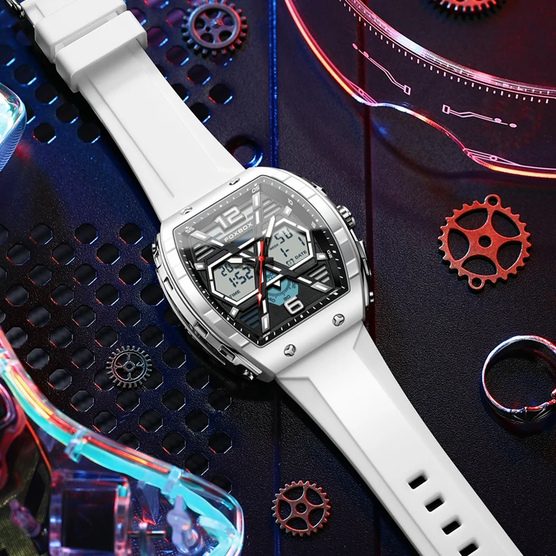 LIGE Top Brand Men's Watches Luxury Square Quartz Watch 5Bar Waterproof Luminous Chronograph Dual Display Watch Men Date Clock 5