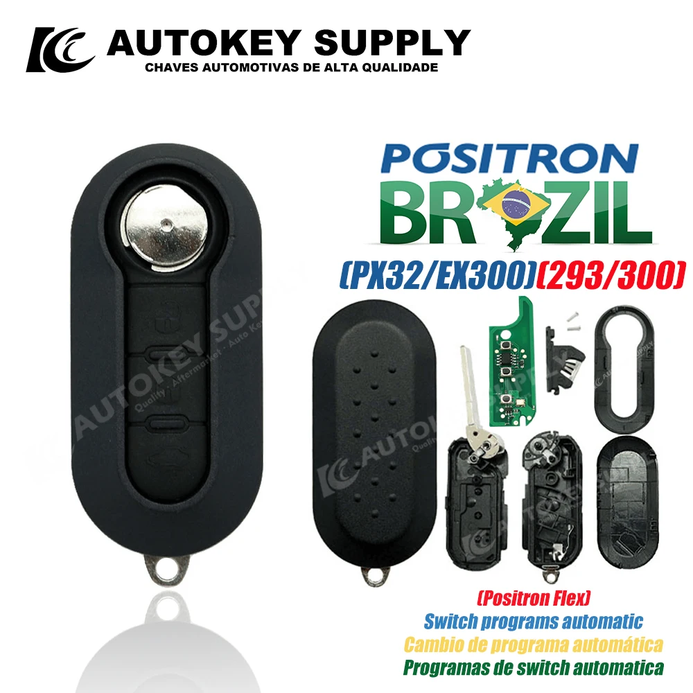 Car Key Car Remote Key Brazil Positron Flex Chave Canivete For Fiat + Placa + Chip Double Program PX32 293 EX300 330 360 AKBPCP066