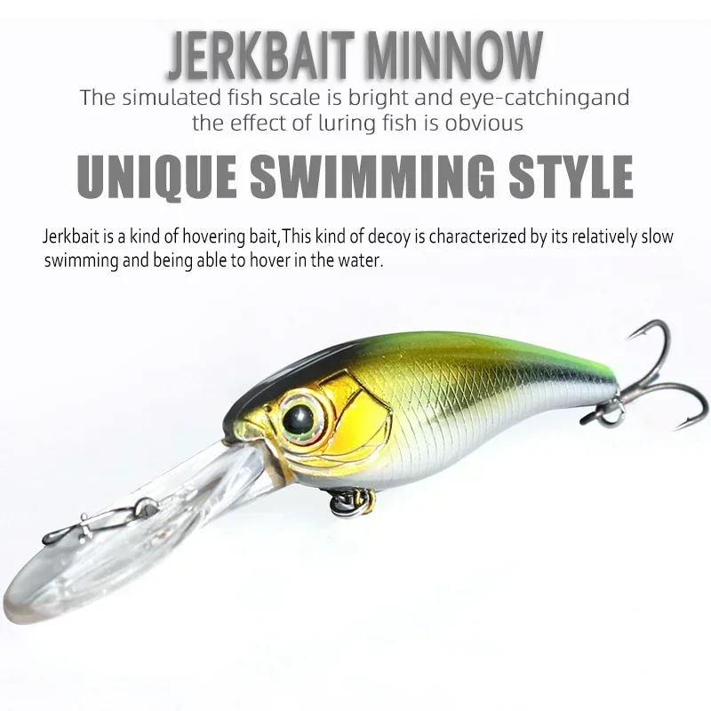 Suspending Minnow 60SP 70SP Crankbaits Fishing Lure Long Casting Pike Jerkbait Strong Treble Hooks Hard Baits