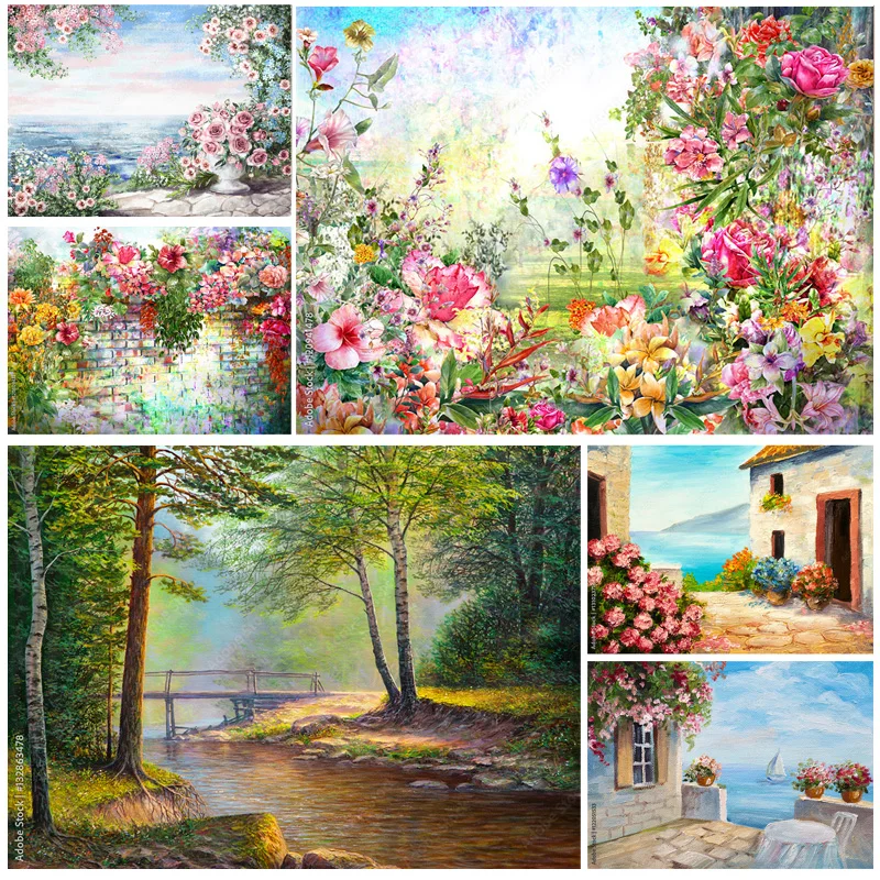 

Vintage Oil Painting Scenery Photography Backdrops Portrait Photo Background For Photo Studio Props 2242 YH-05