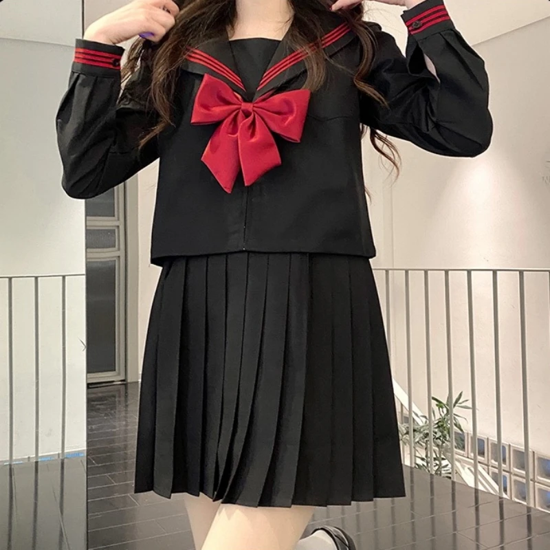 Japanese School Uniform Girl Jk Suit Red Tie Three Basic Sailor Uniform