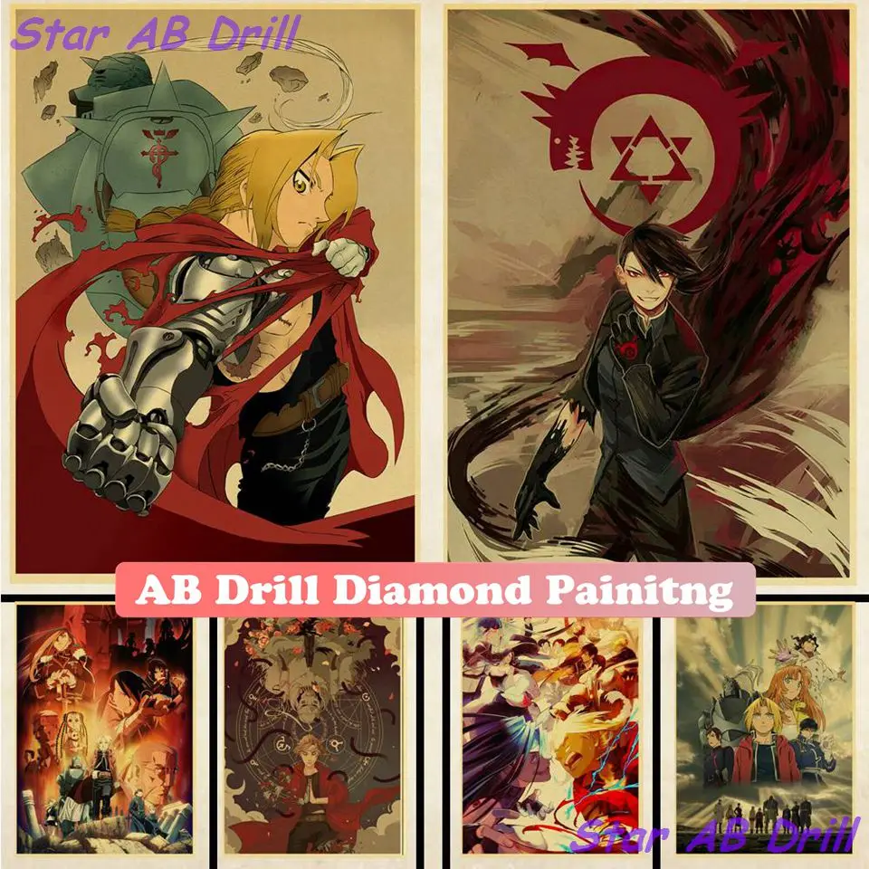 

AB Full Drill Fullmetal Alchemist 5D Diamond Painting Kit Embroidery Art Pictures Posters Mosaic Cross Stitch Home Decor Gifts