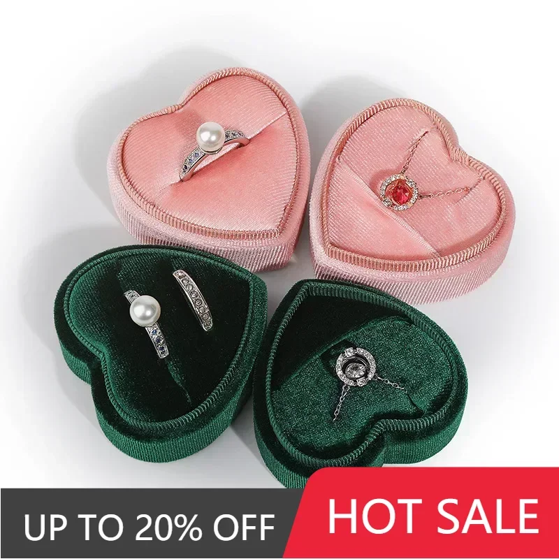 Heart-shaped Jewelry Box, Velvet Ring Box, Pendant Necklace Box, Simple and Exquisite Jewelry Storage Box