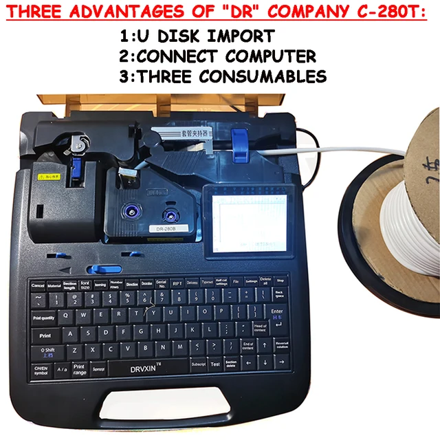 New C-280T Wire Pipe Numbering Machine U Disk Import Connect Computer For Heat-shrinkable Tube Tape Label typewriter printing
