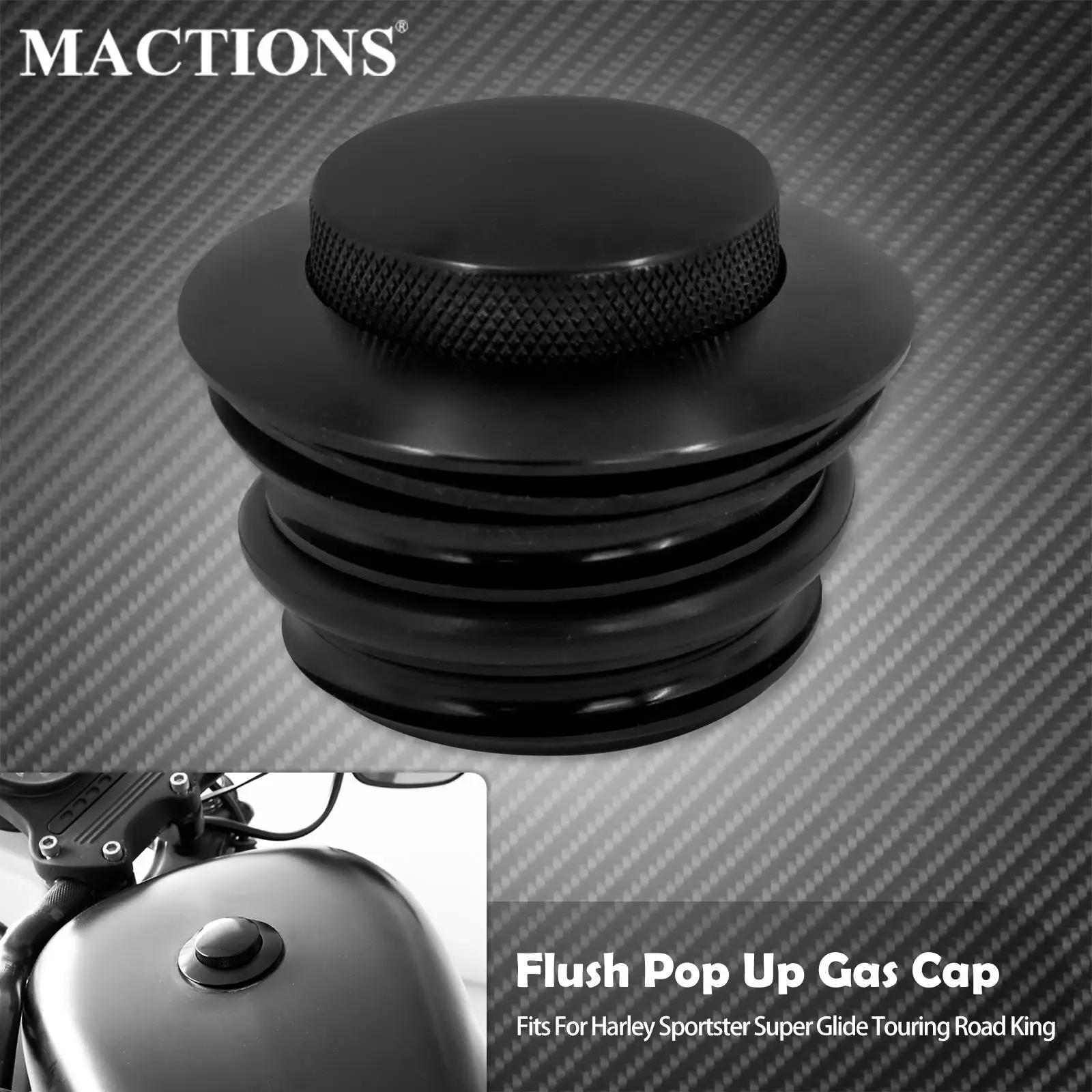 Motorcycle Black Pop Up Fuel Tank Cap Right Hand Thread Reservoir Gas