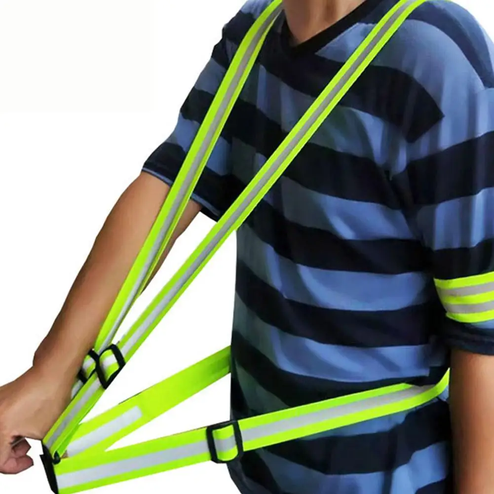 Reflective Safety Vests Lightweight Adjustable Elastic Vest Jacket Reflective Strips For Traffic Control Running Cycling