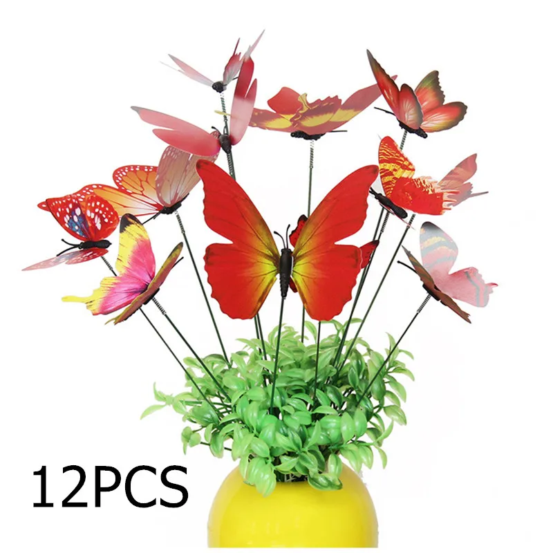 Colorful Butterflies Garden Yard Planter Butterfly Stakes Decoracion Outdoor Decor Flower Pots Decoration 12pcs butterfly decoration garden art decor