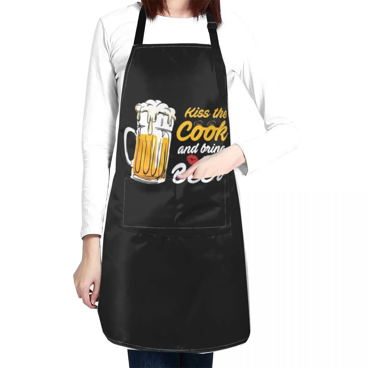 

Kiss The Cook and Bring Him a Beer Adult Apron Kitchen Things For Home Kitchen And Home Items Barber Apron For Nail Stylist