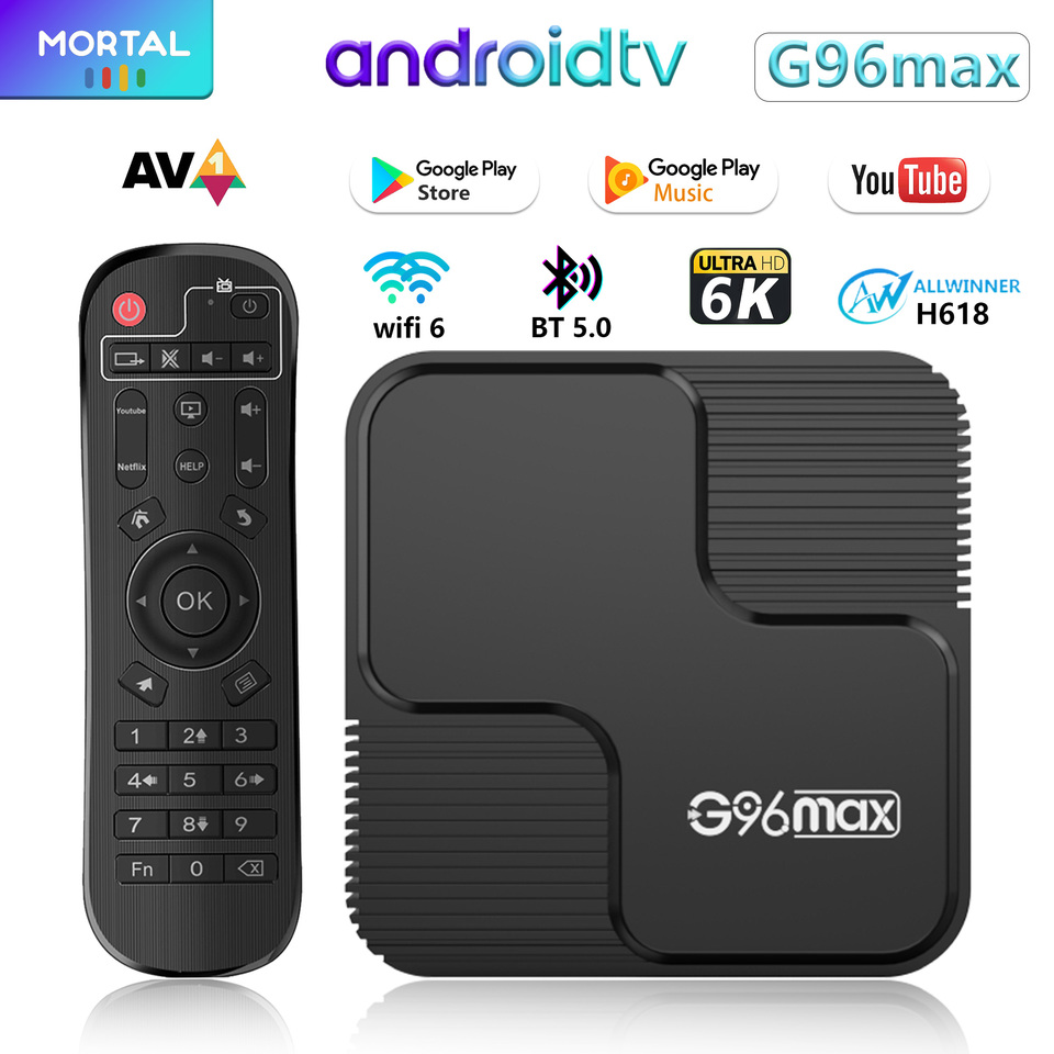 Mortal TV Box G96MAX H618 Android 14 Double Wifi 2.4G&5.8G 6K HDR 10 Rom 64GB BT5.0 Voice Google Assistant Fast Box Media Player