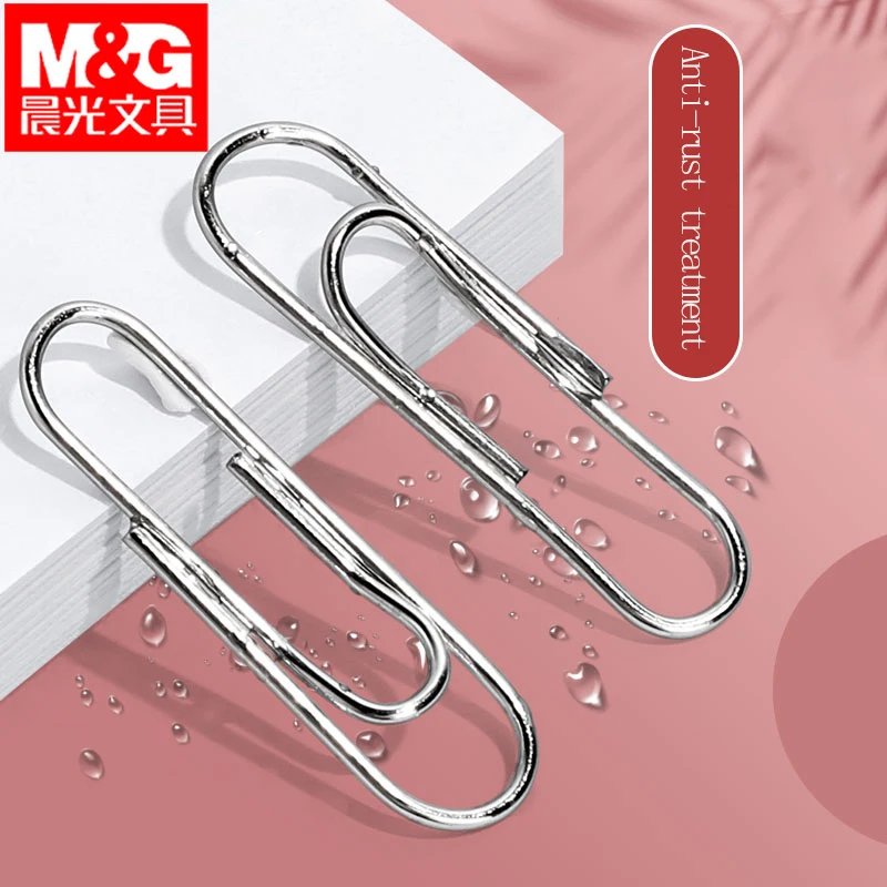 M&G 200-Piece Metal Silver Paper Clips Bucket Set Office Stainless Steel Bookmarks with Storage Box for School And Office Suppli