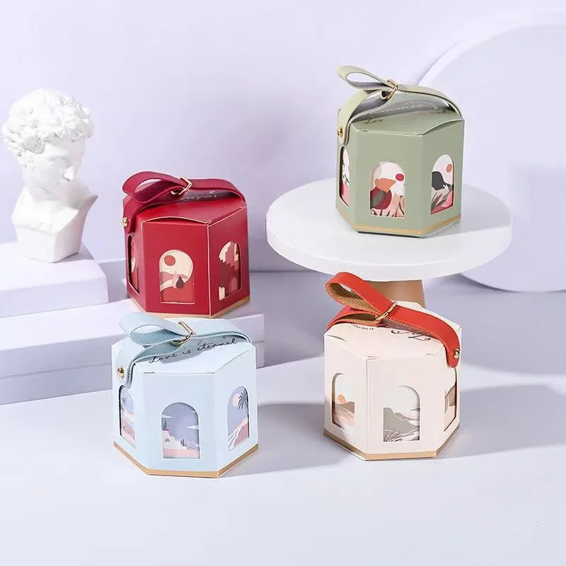 

30/60/80pcs/Lot Protable Gift Paper Box Wedding Birthday Baby Shower Decoration Oil Painting Season Style Candy Box Best Wishes