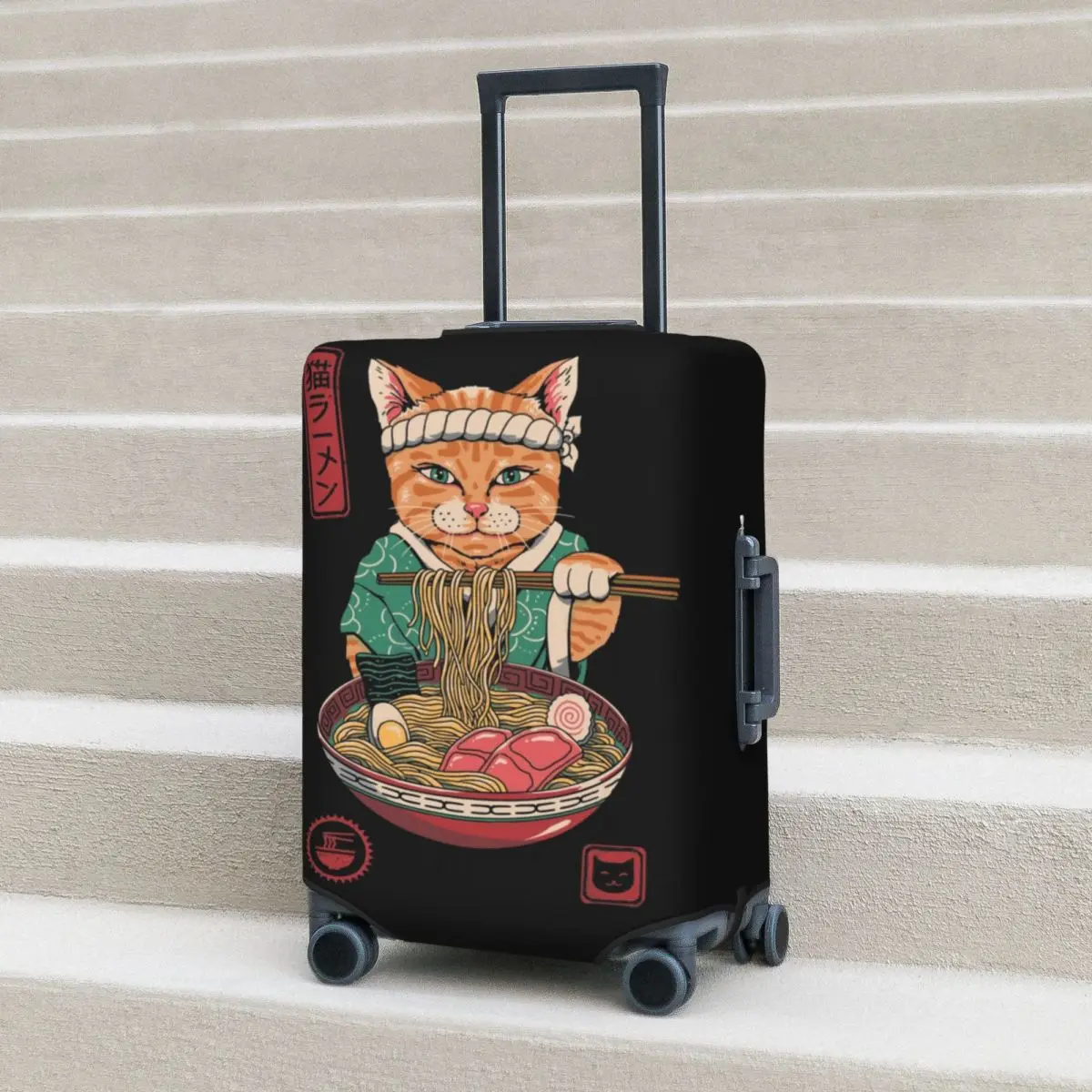 

Neko Ramen Suitcase Cover Cat Japan Food Anime Travel Holiday Practical Luggage Supplies Protector