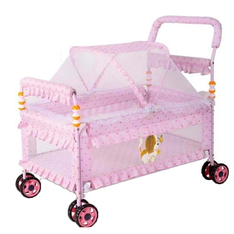 

European bed crib push bed stitching sleeping basket green crib small shaker