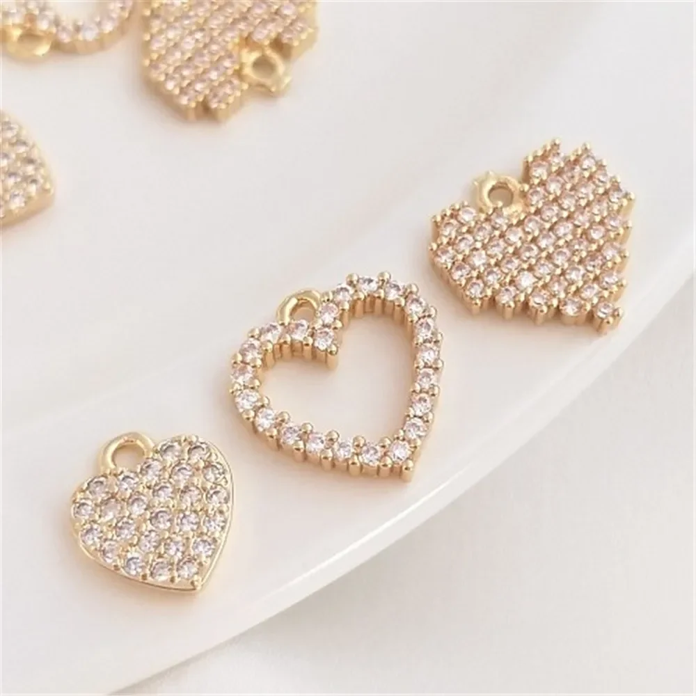 

Персиковый Шарм в форме сердца, 14-каратное золото, искусственное сердце, подвеска, сделай сам, браслет, серьги, подвески, аксессуары K108