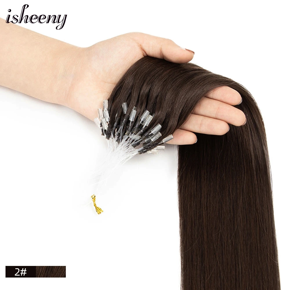 Micro Loop Hair Extensions Human Hair 12" 16" 20" Natural Black Brown Blonde Link 50pcs/pack Micro Beads Extension
