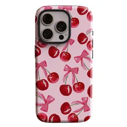 Pink Cherry Bow Pattern Phone Case with 2 - in - 1 Film Shell Cover - Galaxy A71 5G (JSS159)
