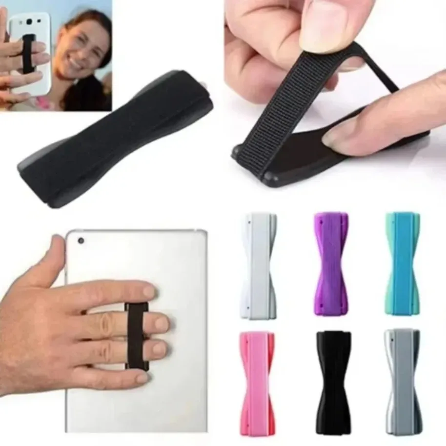 Portable Mini Finger Ring Phone Holder Self Adhesive Cell Phone Bracket For iPhone Samsung Xiaomi Elastic Rope Ring Sleeve Stand