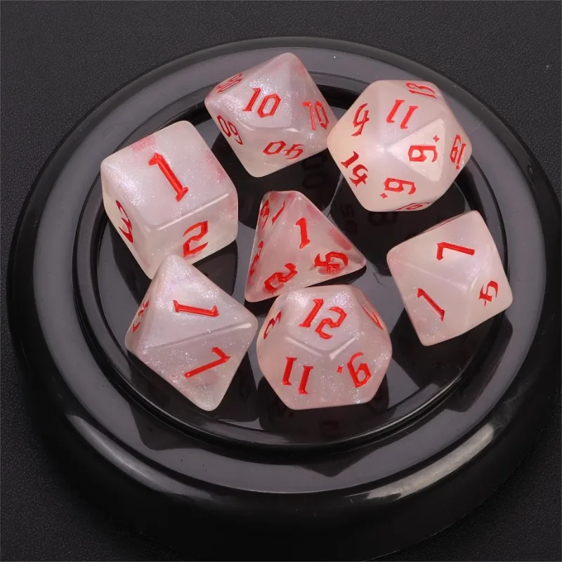 Transparent Polyhedral Dice 7pcs/lot Multi-sided Dice Set for Tabletop Game Roll Playing Table Game DND RPG Accessories