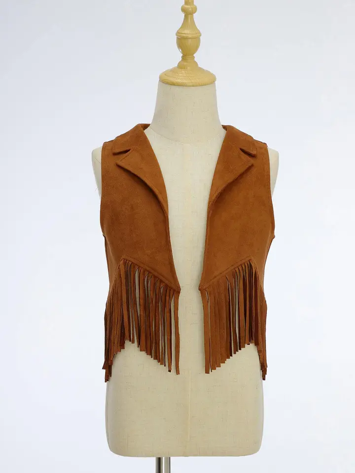 Gilet En Faux Daim Pour Femme Avec Glaçure à Anges, Ourlet Irrégulier Vintage, Veste En Fibre, Punk Rock, Interdit