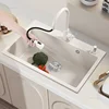 Luxury White Kitchen Sink for Dining Room Nordic Fashion Design Kitchen Sinks for Rental Housing Granite Embedded Smooth Sinks 6