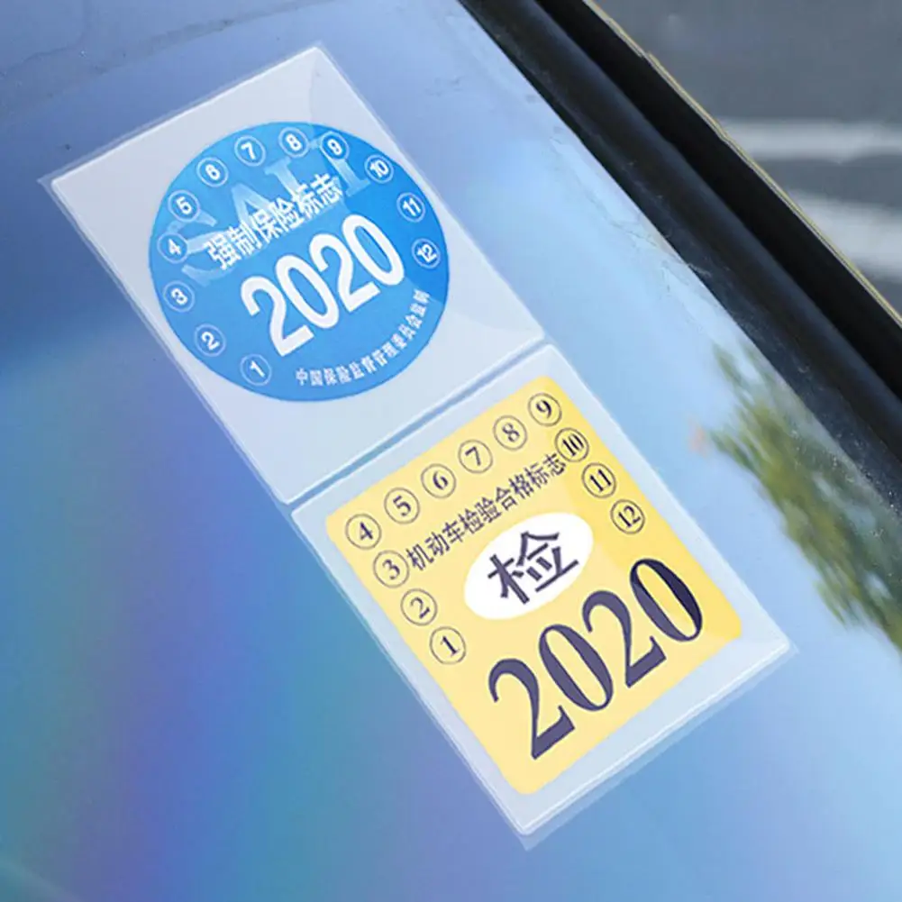 Car Styling Insurance Stickers Tear-free Bag Annual Inspection Sign Electrostatic Pouch Windshield Accessories